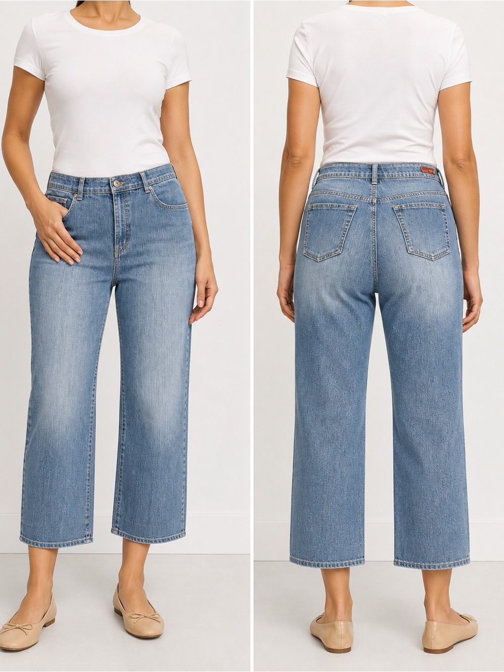 Gloria Vanderbilt Light Blue High-Rise Wide Crop Jeans